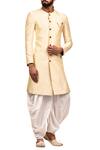 Buy_Arihant Rai Sinha_Cream Terry Rayon Sherwani With Draped Pants_at_Aza_Fashions