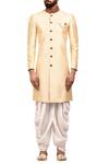 Shop_Arihant Rai Sinha_Cream Terry Rayon Sherwani With Draped Pants_Online_at_Aza_Fashions