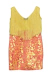 FAYON KIDS_Yellow Cotton Silk Fringe Dress _Online_at_Aza_Fashions