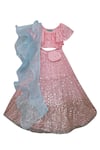 Buy_Fayon Kids_Blue Embroidered Lehenga Set For Girls_at_Aza_Fashions