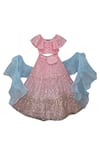 Fayon Kids_Blue Embroidered Lehenga Set For Girls_Online_at_Aza_Fashions
