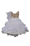 Buy_Fayon Kids_Beige Organza, Net Sequins Ruffle Lehenga Set _at_Aza_Fashions