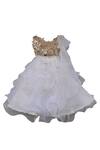 Shop_Fayon Kids_Beige Organza, Net Sequins Ruffle Lehenga Set _at_Aza_Fashions