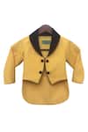 Buy_Fayon Kids_Yellow Linen High Low Jacket For Boys_at_Aza_Fashions
