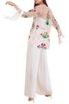 Shop_Limerick By Abirr N' Nanki_White Organza, Georgette Sweetheart Neck Embroidered Jacket And Pant Set_at_Aza_Fashions