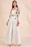 Buy_Limerick By Abirr N' Nanki_White Organza, Georgette Sweetheart Neck Embroidered Jacket And Pant Set_at_Aza_Fashions