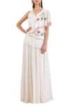 Buy_Limerick by Abirr N' Nanki_Off White Chanderi V Neck Embroidered Gown _at_Aza_Fashions