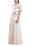 Limerick by Abirr N' Nanki_Off White Chanderi V Neck Embroidered Gown _Online_at_Aza_Fashions