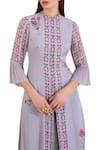 Buy_Limerick by Abirr N' Nanki_Grey Silk Georgette Band Collar Printed Kurta Palazzo Set _Online_at_Aza_Fashions