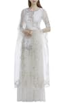 Esha Koul_White Keyhole Embroidered Kurta Sharara Set _Online_at_Aza_Fashions