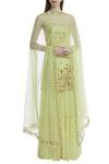 Esha Koul_Yellow Net, Georgette U Neckline Embroidered Kurta Sharara Set _Online_at_Aza_Fashions