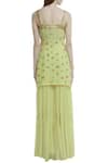 Shop_Esha Koul_Yellow Net, Georgette U Neckline Embroidered Kurta Sharara Set _at_Aza_Fashions