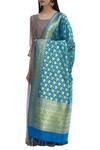Samyukta Singhania_Blue Raw Silk Banarasi Dupatta_Online_at_Aza_Fashions