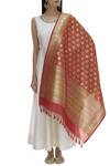 Shop Samyukta Singhania Red Raw Silk Banarasi Dupatta at Aza Fashions Shop_Samyukta Singhania_Red Raw Silk Banarasi Dupatta_at_Aza_Fashions