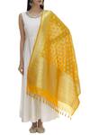 Shop_Samyukta Singhania_Yellow Raw Silk Banarasi Dupatta_at_Aza_Fashions