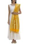 Samyukta Singhania_Yellow Raw Silk Banarasi Dupatta_Online_at_Aza_Fashions