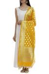 Buy_Samyukta Singhania_Yellow Raw Silk Banarasi Dupatta_Online_at_Aza_Fashions