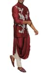 Buy_Smriti by Anju Agarwal_Maroon Silk Bundi Kurta Set _at_Aza_Fashions