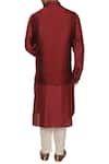 Shop_Smriti by Anju Agarwal_Maroon Silk Bundi Kurta Set _at_Aza_Fashions