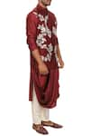 Smriti by Anju Agarwal_Maroon Silk Bundi Kurta Set _Online_at_Aza_Fashions