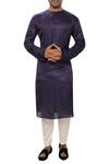 Buy_Smriti by Anju Agarwal_Purple Linen Satin Kurta Set_at_Aza_Fashions
