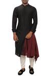 Buy_Smriti by Anju Agarwal_Black Bamber Silk Layered Kurta Set_at_Aza_Fashions