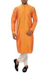 Buy_Smriti by Anju Agarwal_Orange Cotton Silk Embroidered Kurta Set_at_Aza_Fashions