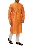 Smriti by Anju Agarwal_Orange Cotton Silk Embroidered Kurta Set_Online_at_Aza_Fashions