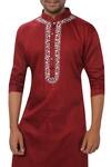 Buy_Smriti by Anju Agarwal_Maroon Cotton Silk Kurta Set_Online_at_Aza_Fashions