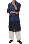 Buy_Smriti by Anju Agarwal_Blue Cotton Silk Embroidered Bundi Kurta Set _at_Aza_Fashions