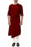 Buy_Smriti By Anju Agarwal_Maroon Asymmetric Kurta Set_at_Aza_Fashions