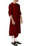 Smriti By Anju Agarwal_Maroon Asymmetric Kurta Set_Online_at_Aza_Fashions