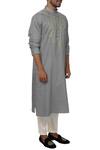 Smriti By Anju Agarwal_Grey Cotton Silk Embroidered Kurta Set _Online_at_Aza_Fashions