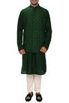 Buy_Smriti by Anju Agarwal_Green Bambar Silk Bundi Kurta Set_at_Aza_Fashions