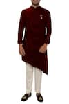 Buy_Smriti by Anju Agarwal_Maroon Rayon Draped Kurta Set _at_Aza_Fashions