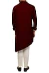 Shop_Smriti by Anju Agarwal_Maroon Rayon Draped Kurta Set _at_Aza_Fashions