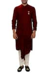 Buy_Smriti by Anju Agarwal_Maroon Rayon Draped Kurta Set _at_Aza_Fashions