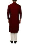 Shop_Smriti by Anju Agarwal_Maroon Rayon Draped Kurta Set _at_Aza_Fashions