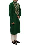 Smriti By Anju Agarwal_Green Cotton Silk Embroidered Kurta Set_Online_at_Aza_Fashions