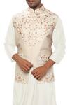 Buy_Smriti By Anju Agarwal_Off White , Cotton Bundi Kurta Set_Online_at_Aza_Fashions