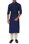 Buy_Smriti By Anju Agarwal_Blue Cotton Silk Kurta Set _at_Aza_Fashions