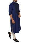 Smriti By Anju Agarwal_Blue Cotton Silk Kurta Set _Online_at_Aza_Fashions