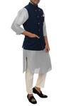 Smriti by Anju Agarwal_Blue Cotton Silk Bundi Kurta Set_Online_at_Aza_Fashions