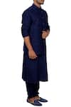 Smriti By Anju Agarwal_Blue Cotton , Bambar Embroidered Bundi Kurta Set _Online_at_Aza_Fashions