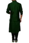 Shop_Smriti By Anju Agarwal_Green Cotton , Bambar Embroidered Bundi Kurta Set _at_Aza_Fashions
