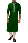 Buy_Smriti by Anju Agarwal_Green Cotton Silk Kurta Set_at_Aza_Fashions