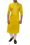 Buy_Smriti By Anju Agarwal_Yellow Cotton Silk Kurta Set _at_Aza_Fashions