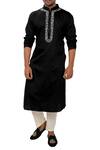 Buy_Smriti by Anju Agarwal_Black Cotton Silk Kurta Set_at_Aza_Fashions