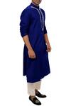 Smriti By Anju Agarwal_Blue Cotton Silk Kurta Set _Online_at_Aza_Fashions