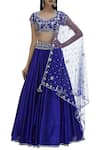 Preeti S Kapoor_Blue Dupion Embellished Lehenga Set_Online_at_Aza_Fashions
